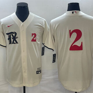 Men's Texas Rangers #2 Marcus Semien Cream 2023 City Connect With Patch Stitched Baseball Jersey
