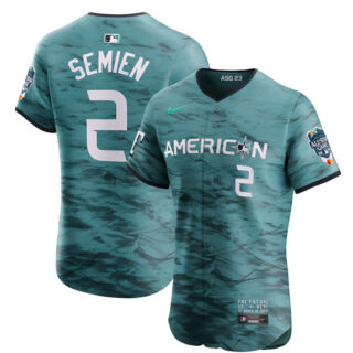 Men's Texas Rangers #2 Marcus Semien Teal 2023 All-Star Flex Base Stitched Baseball Jersey