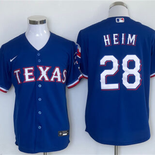 Men's Texas Rangers #28 Jonah Heim Royal With Patch Cool Base Stitched MLB Jersey