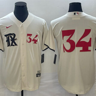 Men's Texas Rangers #34 Nolan Ryan Cream 2023 City Connect With Patch Stitched Baseball Jersey