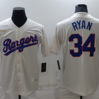 Men's Texas Rangers #34 Nolan Ryan Cream Cool Base Stitched Baseball Jersey