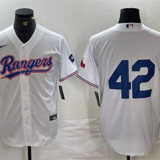 Men's Texas Rangers #42 Jackie Robinson White Cool Base Stitched Baseball Jersey