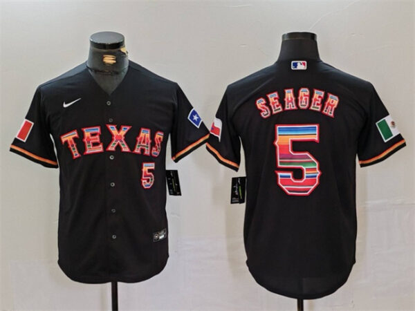 Men's Texas Rangers #5 Corey Seager Black Mexico Cool Base Stitched Baseball Jersey