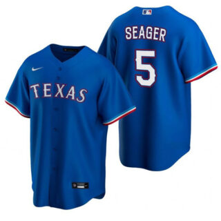 Men's Texas Rangers #5 Corey Seager Blue Cool Base Stitched Baseball Jersey