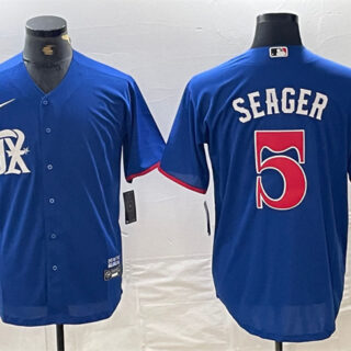 Men's Texas Rangers #5 Corey Seager Royal City Connect Stitched Baseball Jersey