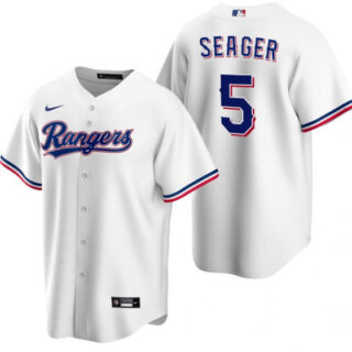 Men's Texas Rangers #5 Corey Seager White Cool Base Stitched Baseball Jersey