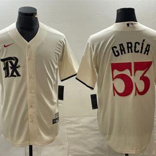 Men's Texas Rangers #53 Adolis García Cream City Connect Cool Base Stitched Baseball Jersey