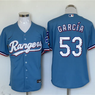 Men's Texas Rangers #53 Adolis Garcia Blue With Patch Cool Base Stitched MLB Jersey