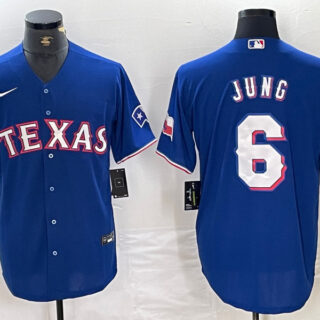 Men's Texas Rangers #6 Josh Jung Blue Stitched MLB Cool Base Nike Jersey