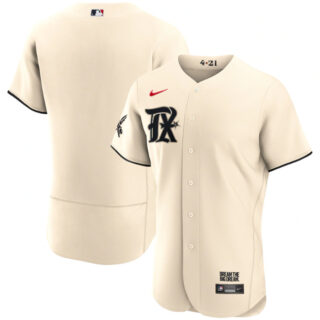 Men's Texas Rangers Blank Cream 2023 City Connect Flex Base Stitched Baseball Jersey