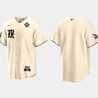 Men's Texas Rangers Blank Cream 2023 World Series City Connect Stitched Baseball Jersey
