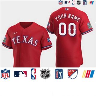 Men's Texas Rangers Custom 2020 Alternate Flexbase Red Jersey
