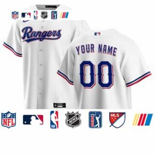 Men's Texas Rangers Nike White Home 2020 Replica Custom Jersey