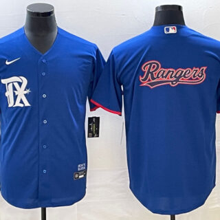 Men's Texas Rangers Royal Team Big Logo 2023 City Connect Stitched Baseball Jersey