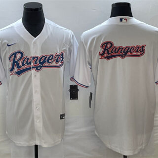 Men's Texas Rangers White Team Big Logo Cool Base Stitched Baseball Jersey