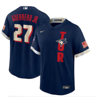 Men's Toronto Blue Jays #27 Vladimir Guerrero Jr. 2021 Navy All-Star Cool Base Stitched MLB Jersey