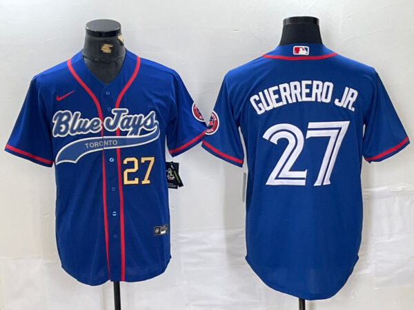 Men's Toronto Blue Jays #27 Vladimir Guerrero Jr. Royal Cool Base Stitched Baseball Jerseys