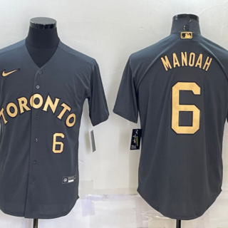 Men's Toronto Blue Jays #6 Alek Manoah 2022 All-Star Charcoal Cool Base Stitched Baseball Jersey