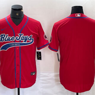 Men's Toronto Blue Jays Blank Red Cool Base Stitched Baseball Jersey