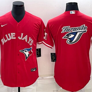 Men's Toronto Blue Jays Red Team Big Logo Cool Base Stitched Baseball Jersey