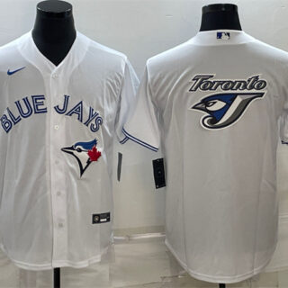 Men's Toronto Blue Jays White Team Big Logo Cool Base Stitched Baseball Jersey