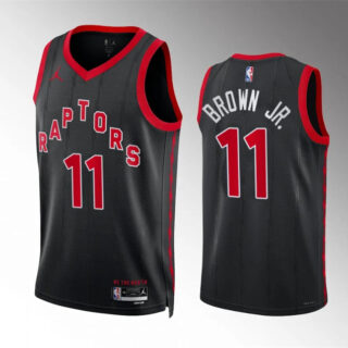 Men's Toronto Raptors #11 Bruce Brown Jr Black Statement Edition Basketball Jersey