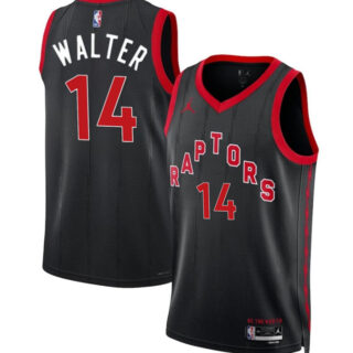 Men's Toronto Raptors #14 Ja'Kobe Walter Black 2024 Draft Statement Edition Stitched Basketball Jersey