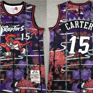 Men's Toronto Raptors #15 Vince Carter Purple Red Throwback Stitched Jersey