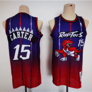 Men's Toronto Raptors #15 Vince Carter Purple Red Throwback Stitched Jersey
