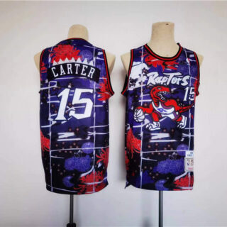 Men's Toronto Raptors #15 Vince Carter Purple Throwback Stitched Jersey