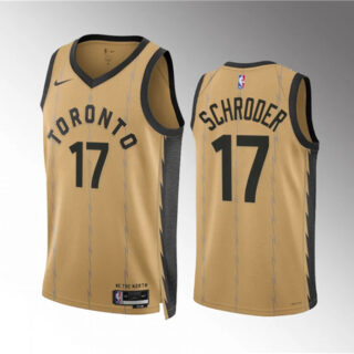 Men's Toronto Raptors #17 Dennis Schroder Gold 2023 24 City Edition Stitched Basketball Jersey