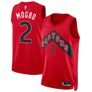Men's Toronto Raptors #2 Jonathan Mogbo Red 2024 Draft Icon Edition Stitched Basketball Jersey
