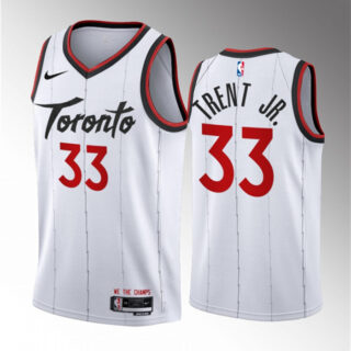 Men's Toronto Raptors #33 Gary Trent Jr. White 2023 24 Association Edition Stitched Basketball Jersey