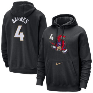 Men's Toronto Raptors #4 Scottie Barnes Black 2024 25 City Edition Essential Club Pullover Hoodie