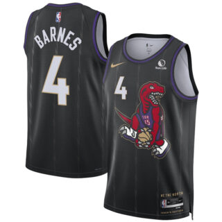 Men's Toronto Raptors #4 Scottie Barnes Black 2024 25 City Edition Stitched Basketball Jersey