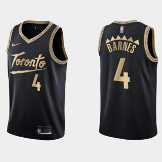 Men's Toronto Raptors #4 Scottie Barnes Black City Edition Swingman Stitched Basketball Jersey