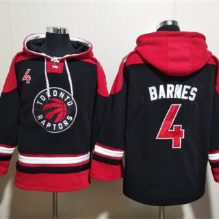 Men's Toronto Raptors #4 Scottie Barnes Black Red Lace-Up Pullover Hoodie