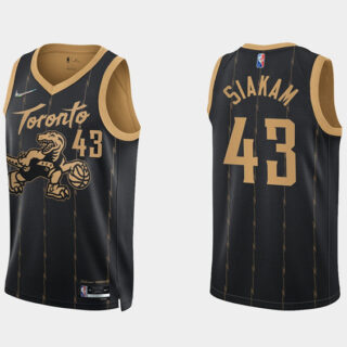 Men's Toronto Raptors #43 Pascal Siakam 2021 22 City Edition Black 75th Anniversary Swingman Stitched Basketball Jersey