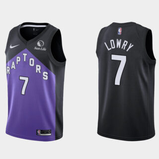 Men's Toronto Raptors #7 Kyle Lowry Purple Black Earned Edition Stitched Basketball Jersey