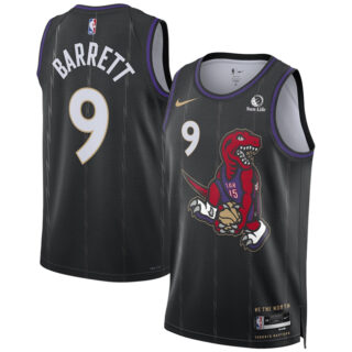 Men's Toronto Raptors #9 RJ Barrett Black 2024 25 City Edition Stitched Basketball Jersey