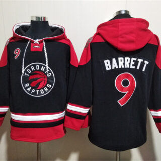 Men's Toronto Raptors #9 RJ Barrett Black Red Lace-Up Pullover Hoodie