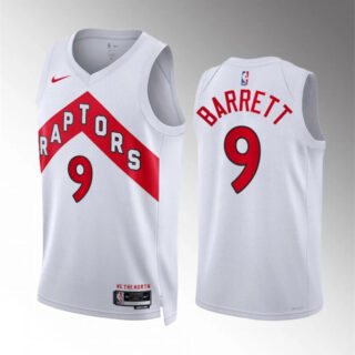 Men's Toronto Raptors #9 RJ Barrett White Association Edition Stitched Basketball Jersey