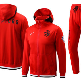 Men's Toronto Raptors 75th Anniversary Red Performance Showtime Full-Zip Hoodie Jacket And Pants Suit