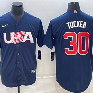Men's USA Baseball #30 Kyle Tucker 2023 Navy World Baseball Classic Replica Stitched Jersey