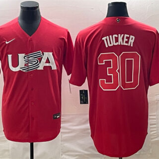 Men's USA Baseball #30 Kyle Tucker 2023 Red World Baseball Classic Stitched Jersey