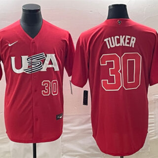 Men's USA Baseball #30 Kyle Tucker 2023 Red World Baseball Classic With Patch Stitched Jersey