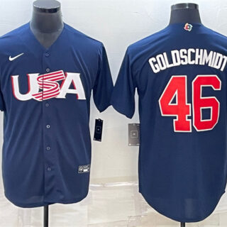 Men's USA Baseball #46 Paul Goldschmidt 2023 Navy World Baseball Classic Replica Stitched Jersey