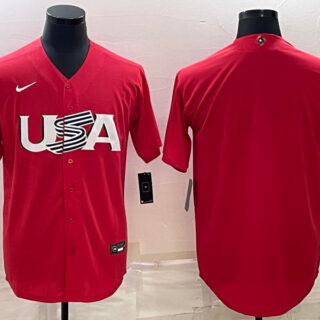 Men's USA Baseball Blank 2023 Red World Baseball Classic Stitched Jersey