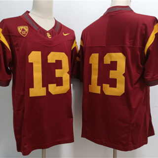 Men's USC Trojans #13 Caleb Williams 2023 F.U.S.E. Red Stitched Jersey