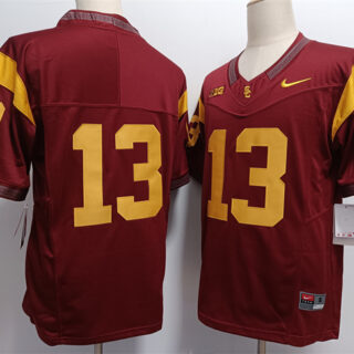Men's USC Trojans #13 Caleb Williams 2024 F.U.S.E. No Name Red Stitched Jersey